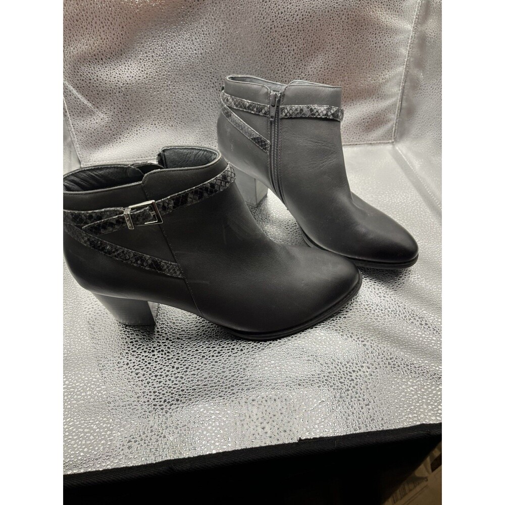Vionic Womens 2.5inches Heel Ankle Boots Gray Leather Bootie US 10M